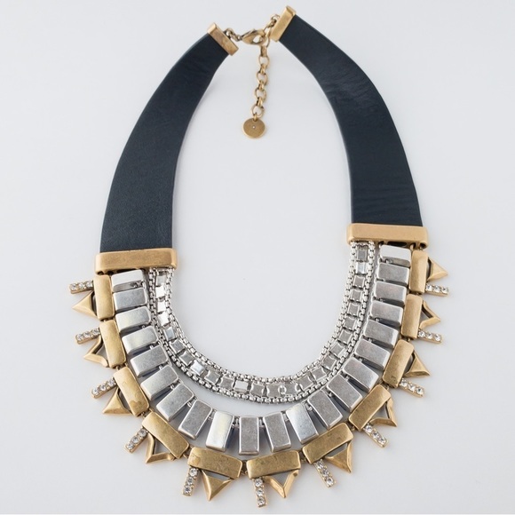 Stella & Dot Natalie Necklace Statement Layered Reversible Gold Silver Tone - Picture 11 of 13